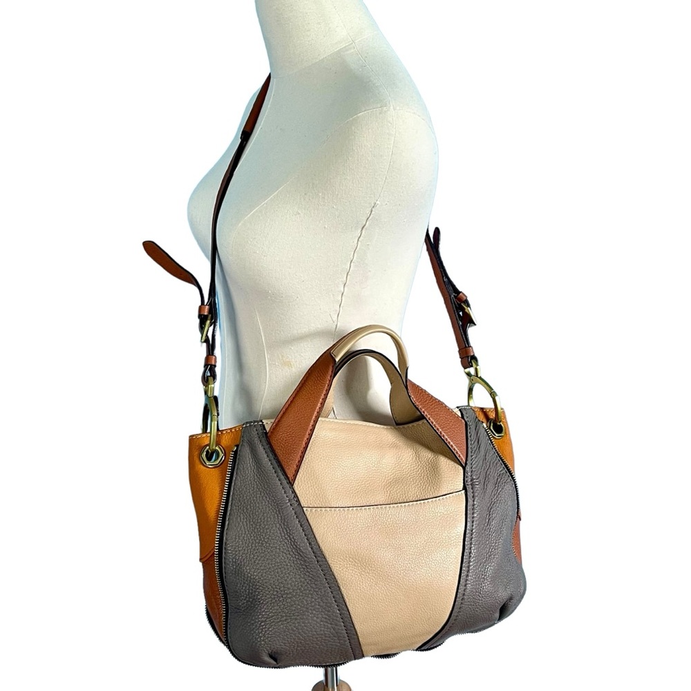 OrYANY Lian Slouchy Color Block Pebble Leather Hobo Shoulder Bag Satchel Zipper